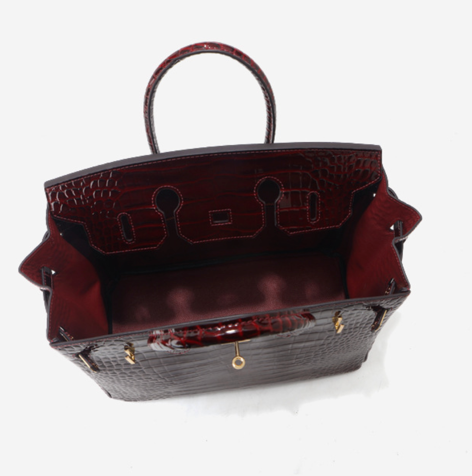 Jane Croco – Sac structuré en cuir véritable à texture crocodile
