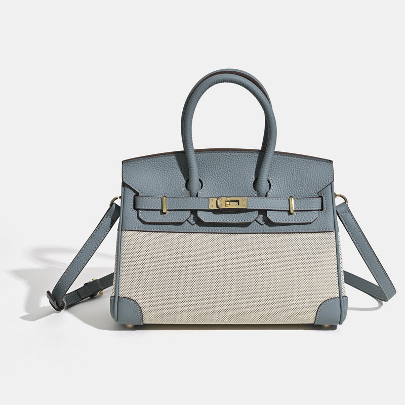 Sac Jane Riviera 25 – Cuir véritable Togo et toile platine