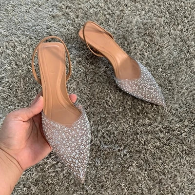 Isabella Pearl - Sandálias Slingback Elegantes com Pérolas