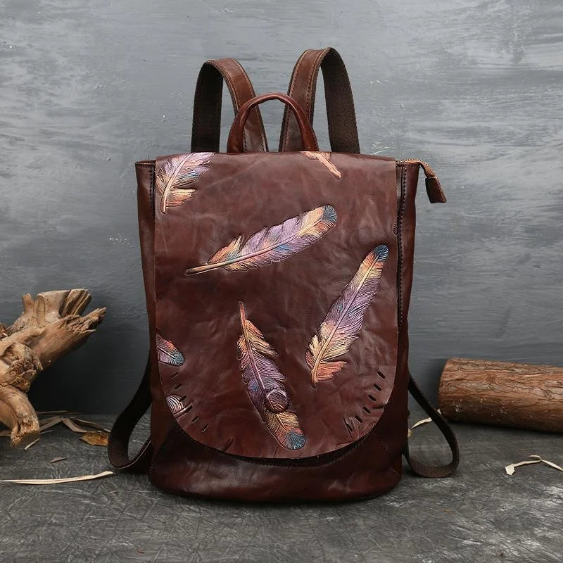 Pluma Vintage – mochila em pele bovina, cor café
