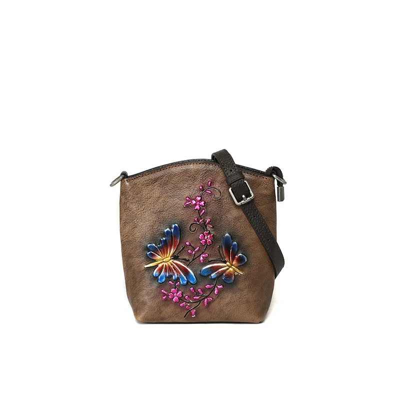 Aurora Vintage – mala para telemóvel em pele bovina, cor castanho