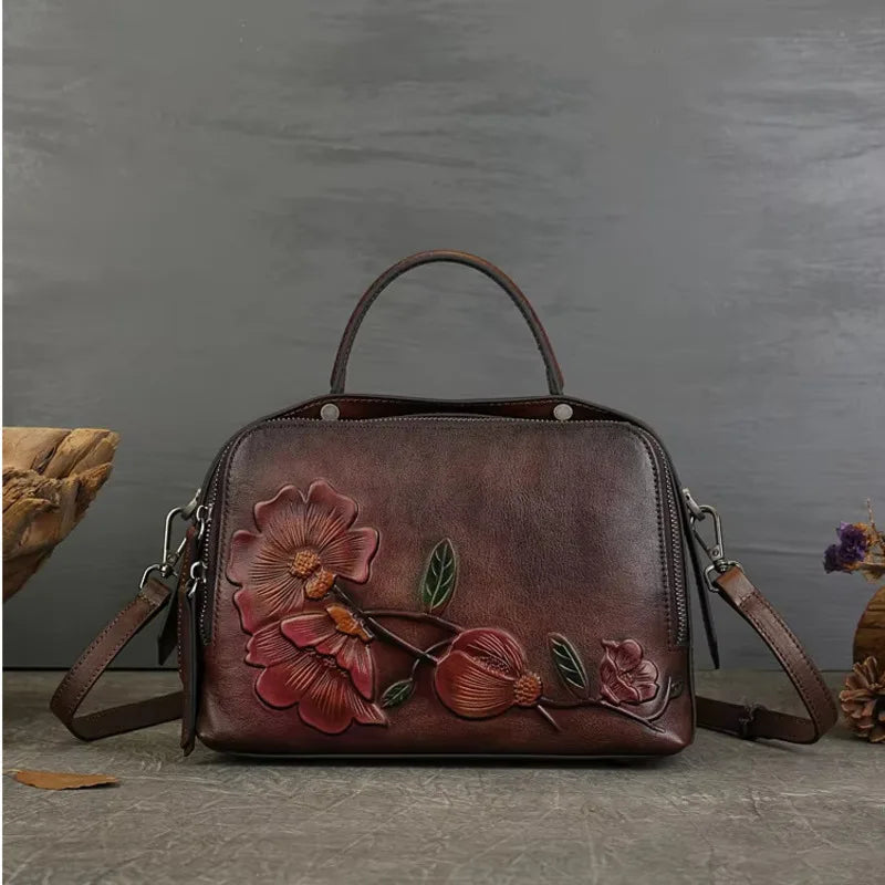 Sac Verona Vintage – Cuir véritable avec gaufrage artisanal