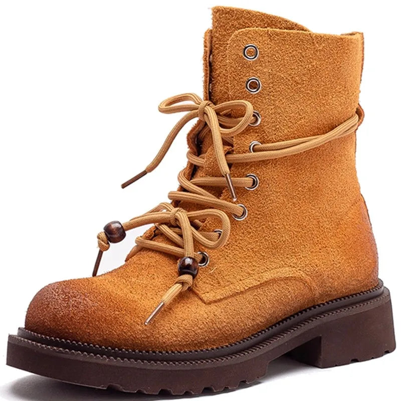 Bottes en cuir pour femme, mi-mollet, talon carré