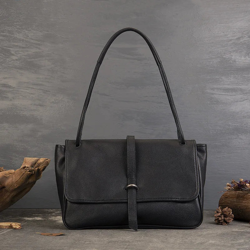 Sofia Vintage – mala a tiracolo em pele bovina, cor preto