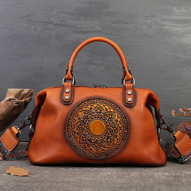 Sac Boston Camila Vintage – Fabriqué en cuir véritable de première qualité
