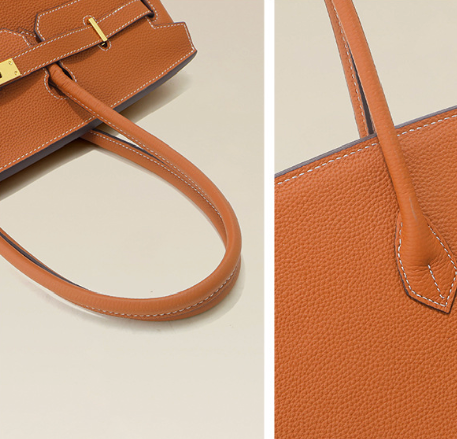 Sac baguette Jane – 40 cm en cuir véritable grainé 