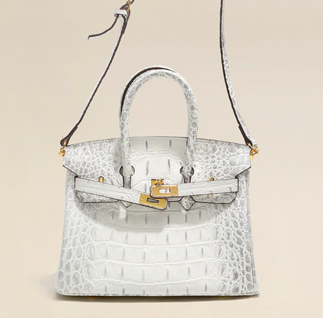 Sac Jane Croco Himalaya – 30 cm en cuir véritable 