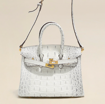 Sac Jane Croco Himalaya – 30 cm en cuir véritable 