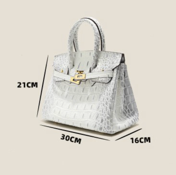 Sac Jane Croco Himalaya – 30 cm en cuir véritable 