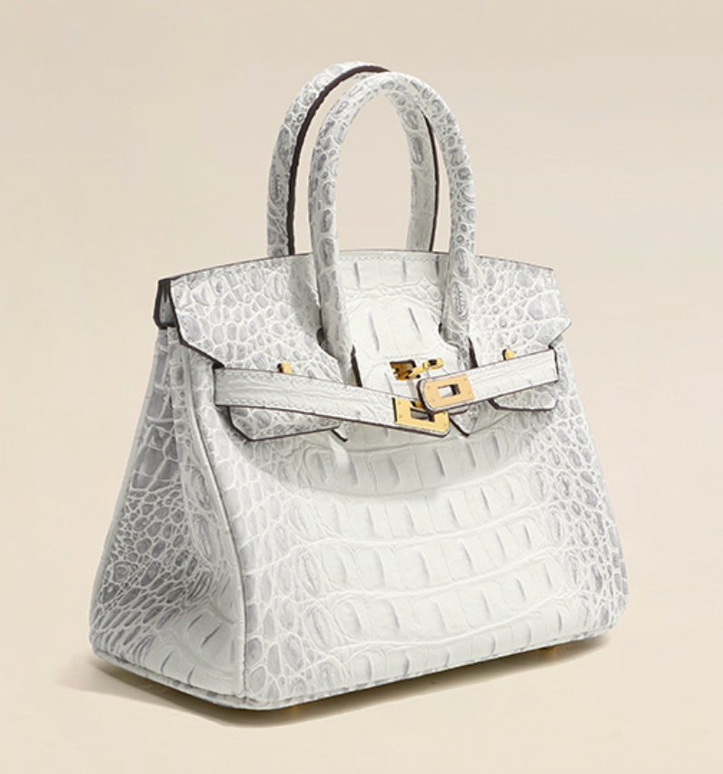 Sac Jane Croco Himalaya – 30 cm en cuir véritable 