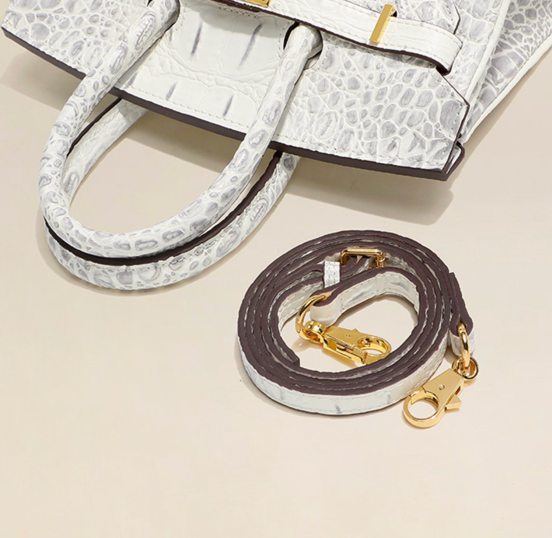 Sac Jane Croco Himalaya – 30 cm en cuir véritable 