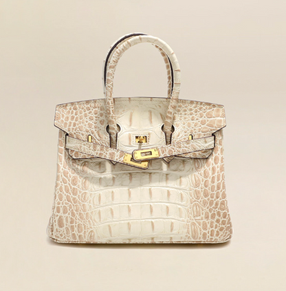 Sac Jane Croco Himalaya – 30 cm en cuir véritable 