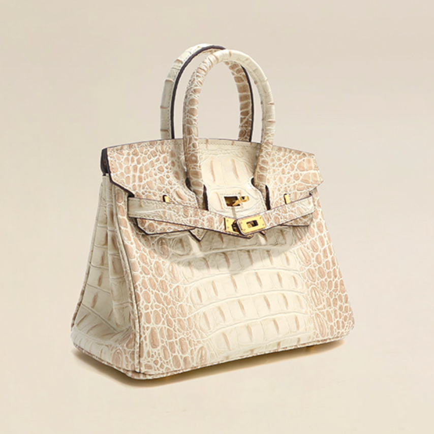 Sac Jane Croco Himalaya – 30 cm en cuir véritable 