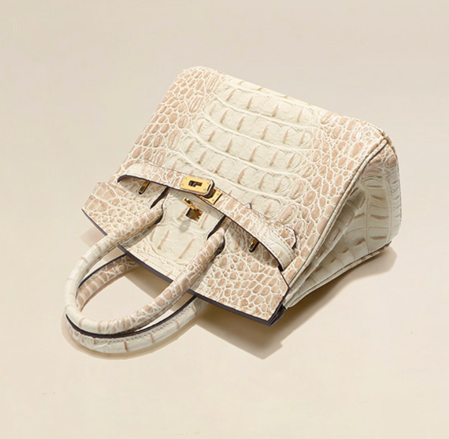 Sac Jane Croco Himalaya – 30 cm en cuir véritable 