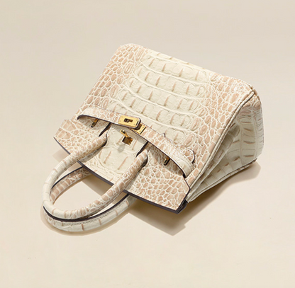 Sac Jane Croco Himalaya – 30 cm en cuir véritable 