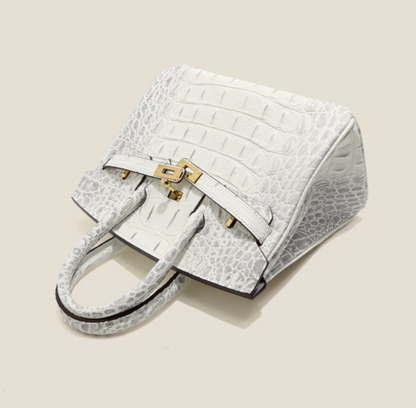 Sac Jane Croco Himalaya – 30 cm en cuir véritable 