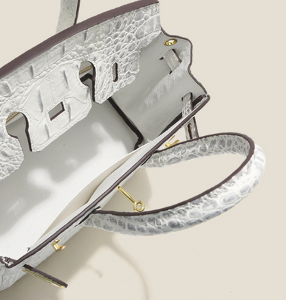 Sac Jane Croco Himalaya – 30 cm en cuir véritable 