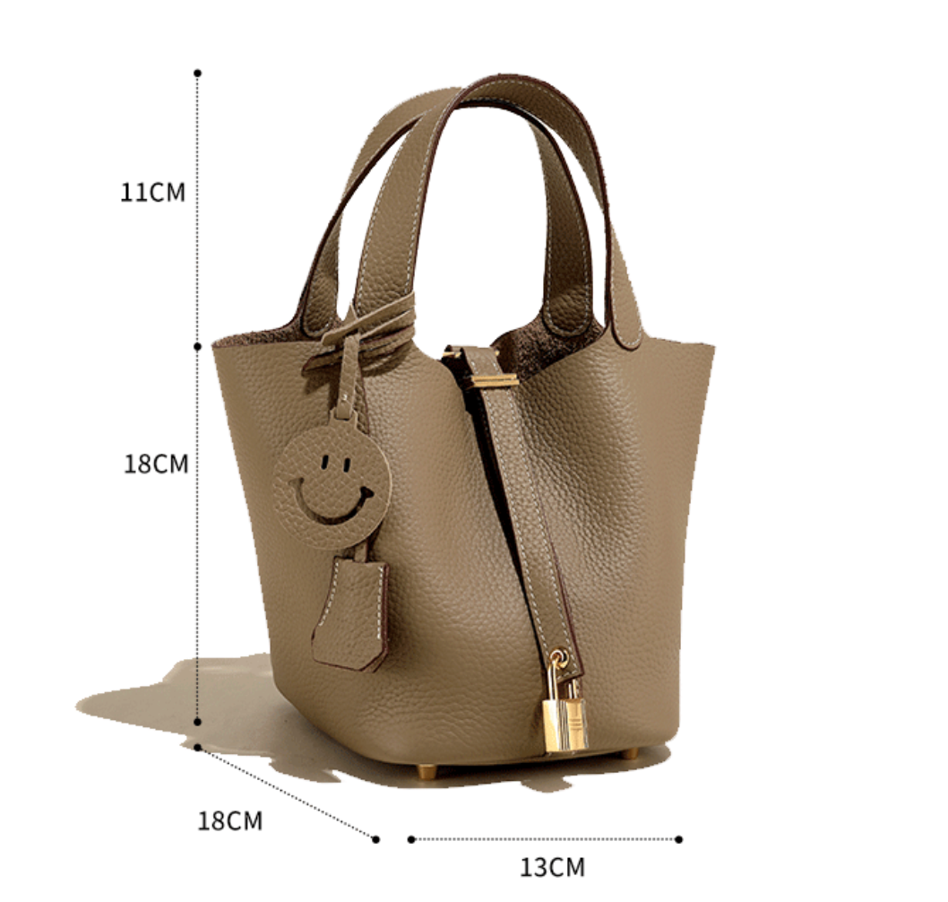 Sac seau Camille en cuir de vachette pleine fleur