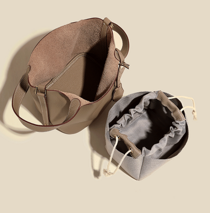 Sac seau Camille en cuir de vachette pleine fleur