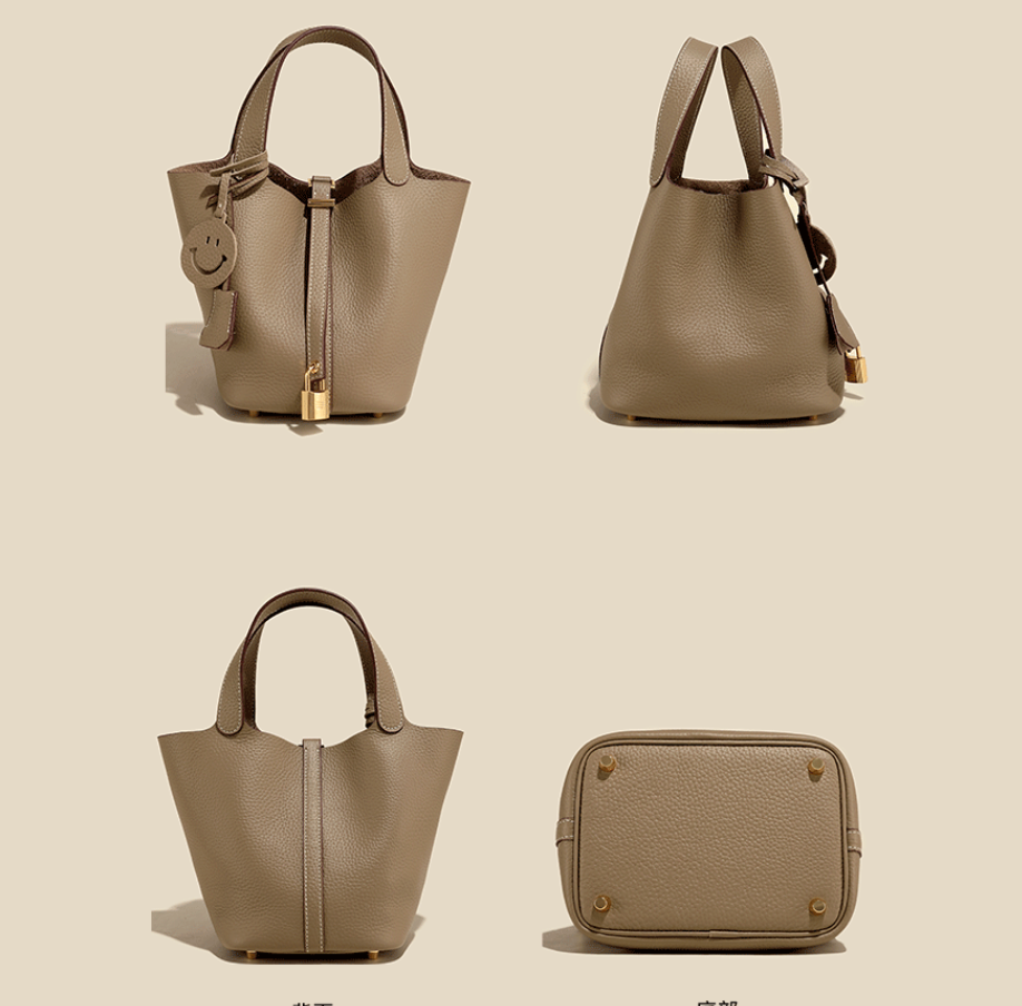 Sac seau Camille en cuir de vachette pleine fleur