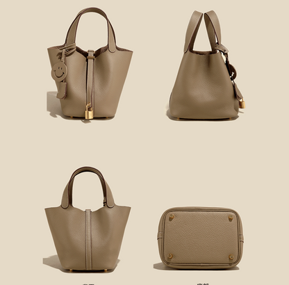 Sac seau Camille en cuir de vachette pleine fleur