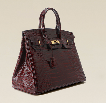 Jane Croco – Sac structuré en cuir véritable à texture crocodile