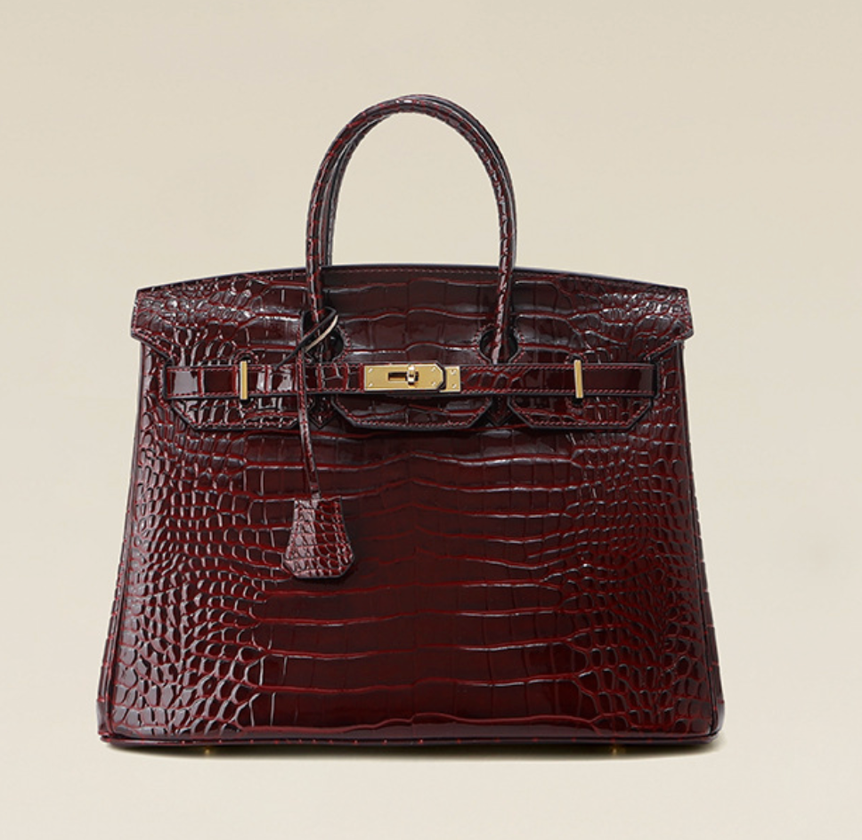 Jane Croco – Sac structuré en cuir véritable à texture crocodile