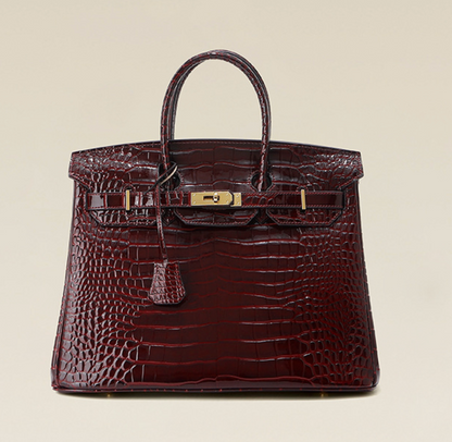 Jane Croco – Sac structuré en cuir véritable à texture crocodile