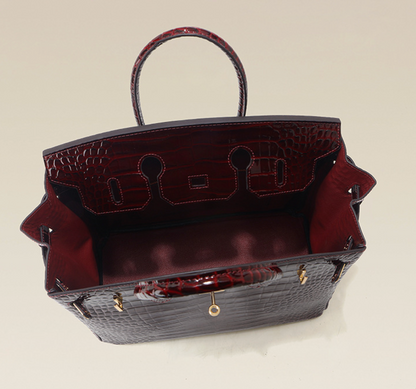 Jane Croco – Sac structuré en cuir véritable à texture crocodile