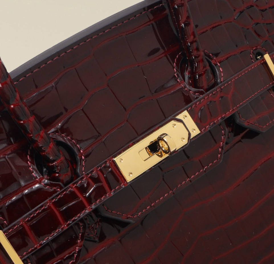 Jane Croco – Sac structuré en cuir véritable à texture crocodile