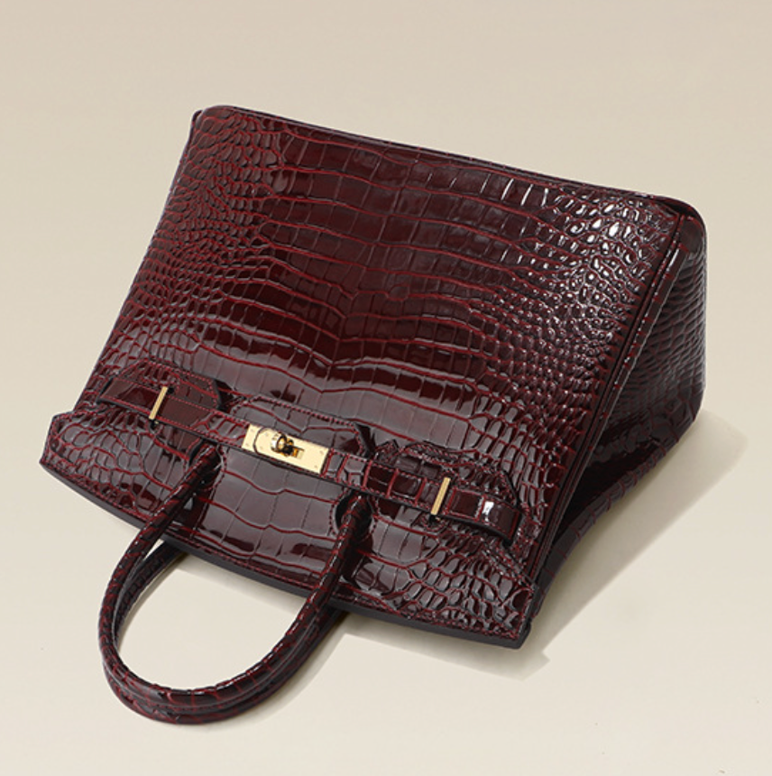 Jane Croco – Sac structuré en cuir véritable à texture crocodile
