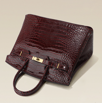 Jane Croco – Sac structuré en cuir véritable à texture crocodile