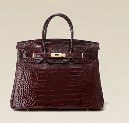 Jane Croco – Sac structuré en cuir véritable à texture crocodile