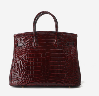Jane Croco – Sac structuré en cuir véritable à texture crocodile