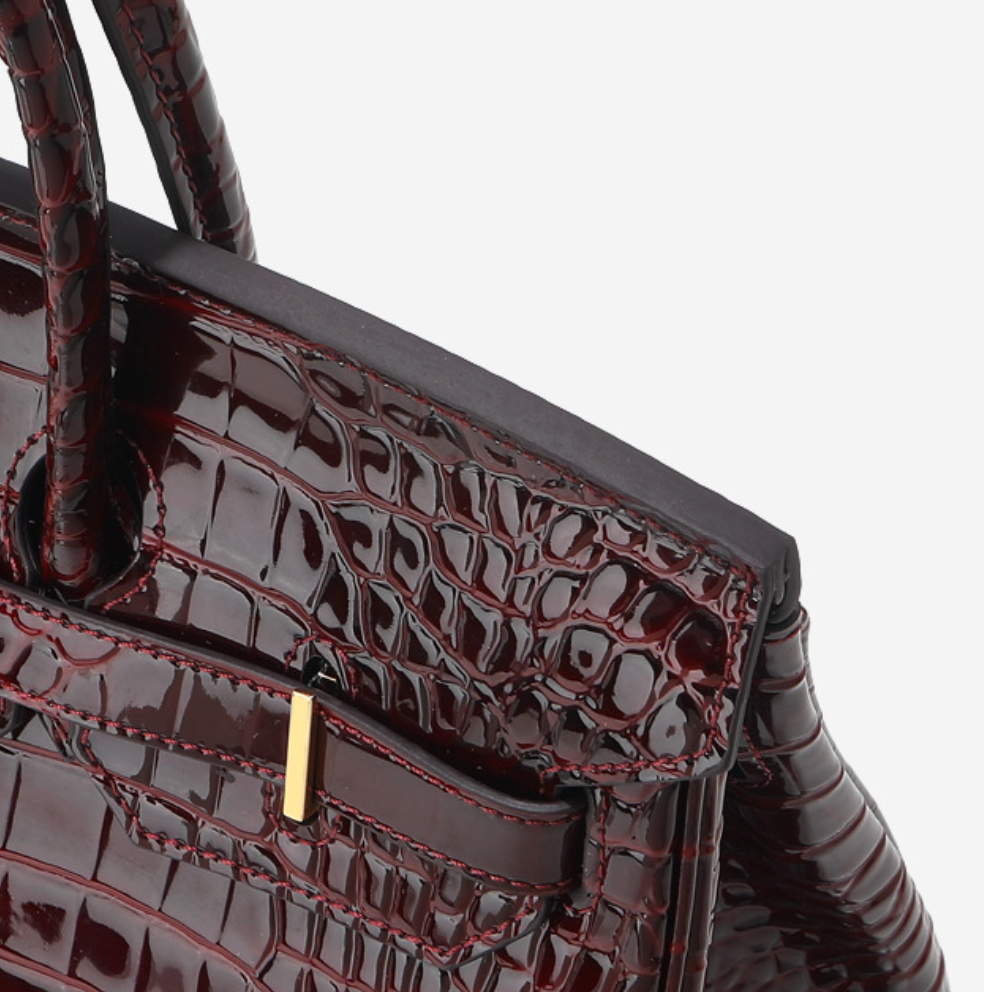 Jane Croco – Sac structuré en cuir véritable à texture crocodile