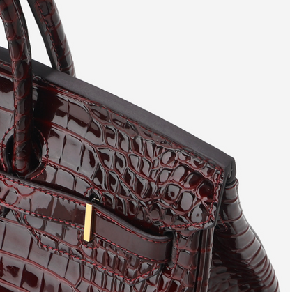 Jane Croco – Sac structuré en cuir véritable à texture crocodile