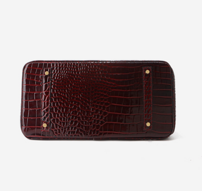 Jane Croco – Sac structuré en cuir véritable à texture crocodile
