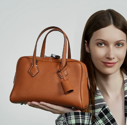 Sac Victoria en cuir véritable grainé