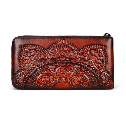 Portefeuille Mei Vintage à motif floral – Fabriqué en cuir véritable de qualité supérieure