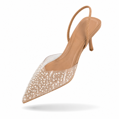 Isabella Pearl - Sandálias Slingback Elegantes com Pérolas