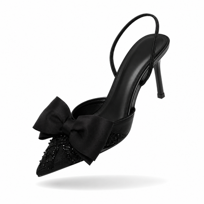 Arabella Fleur - Sapatos Slingback Bordados com Laço e Pérolas