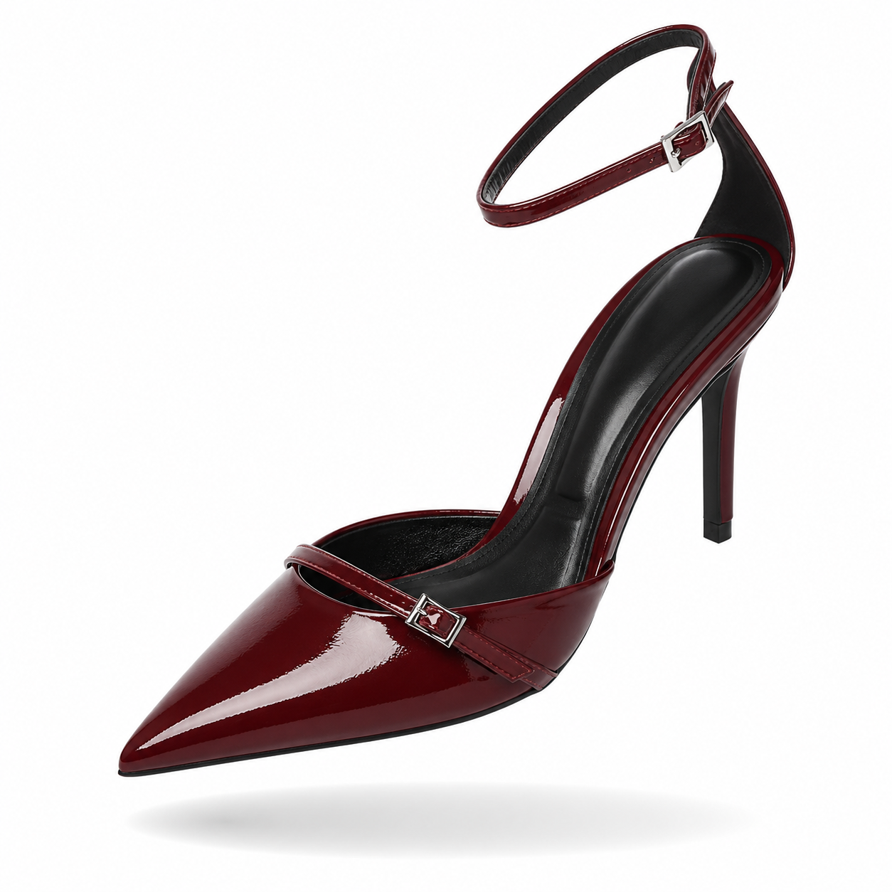 Victoria Luxe - Sapatos Stiletto de Verniz com Pulseira no Tornozelo