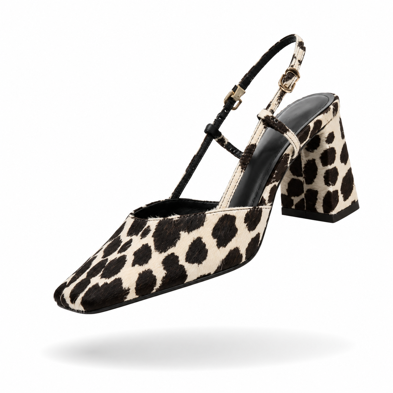 Savannah Luxe - Sandálias Slingback Leopardo de Salto Bloco