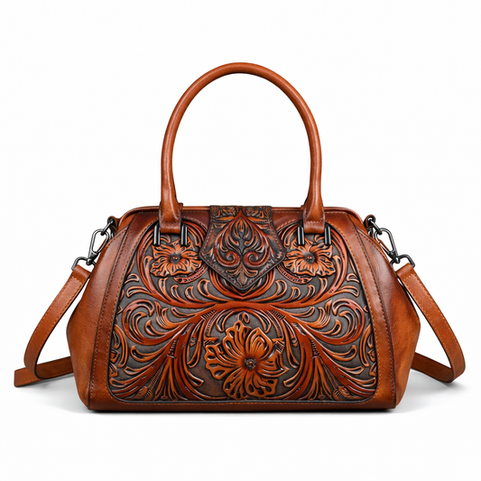 Sac cabas vintage Amelia – Finition florale de haute qualité