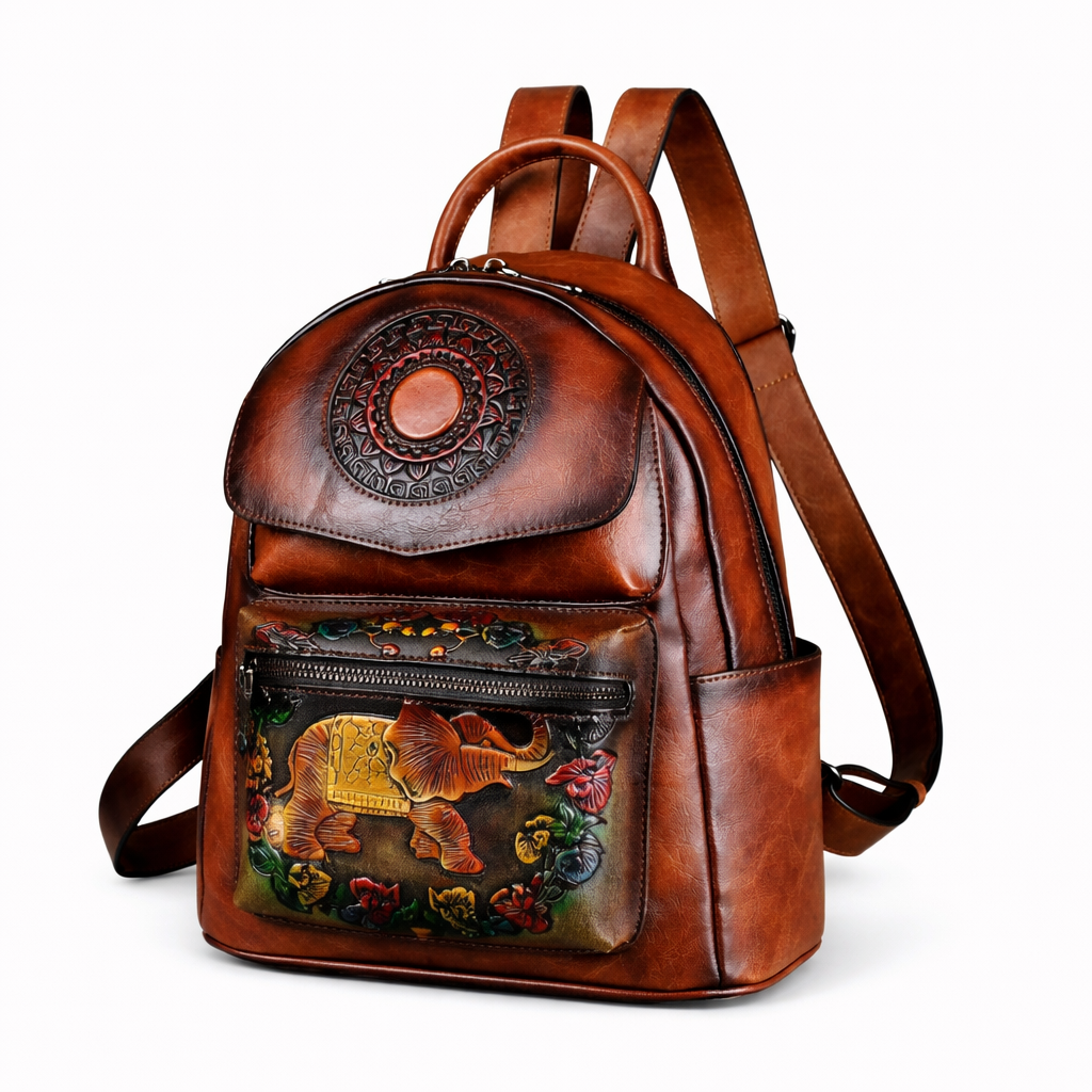 Sac à dos Maya Vintage Éléphant – Modèle antivol de haute qualité