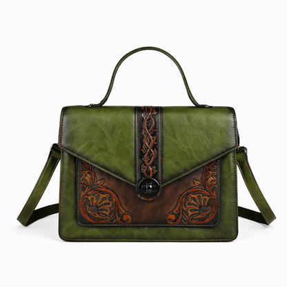 Sac carré vintage Elisa – Motif floral de haute qualité