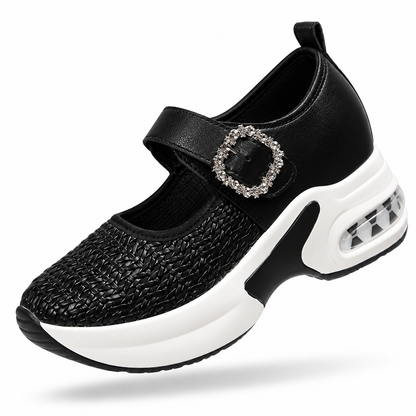 2026 Automne nouvelle collection – Chaussures compensées grandes tailles pour femmes, style décontracté, avec strass, semelle épaisse et plateforme, taille 43