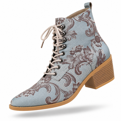 Bottes Martin à talons moyens et bout pointu pour femme, nouvelle collection hiver 2025, broderies ethniques, bottines Wish, vente transfrontalière Amazon