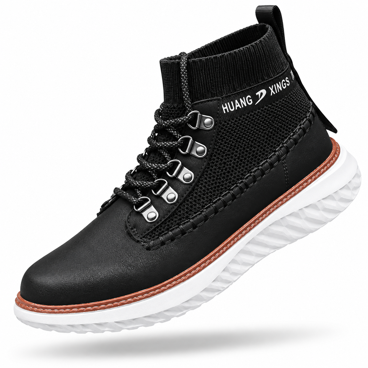 Chaussures montantes à lacets pour hommes Printemps Automne, grande taille, décontractées, à semelle épaisse, chaussures chaussettes légères et respirantes pour sports de plein air.