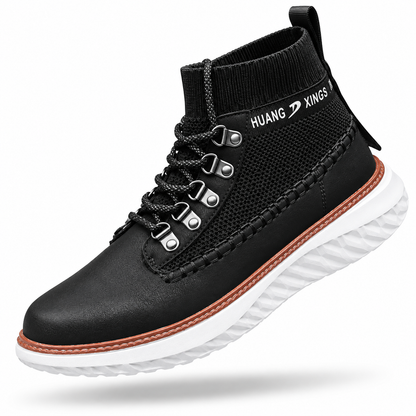 Chaussures montantes à lacets pour hommes Printemps Automne, grande taille, décontractées, à semelle épaisse, chaussures chaussettes légères et respirantes pour sports de plein air.